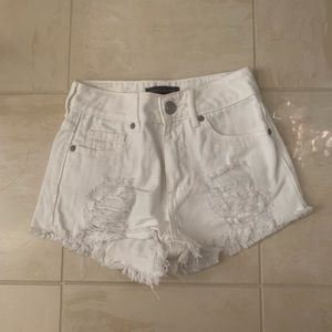 White Distressed Demin Shorts